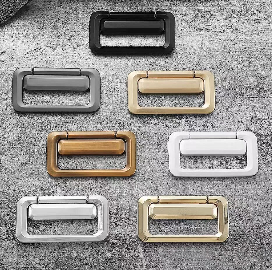 2.5" Holes Square Flat Bail Drawer Pulls Invisible, Gray Nickel Gold White Black, 64 mm Centers