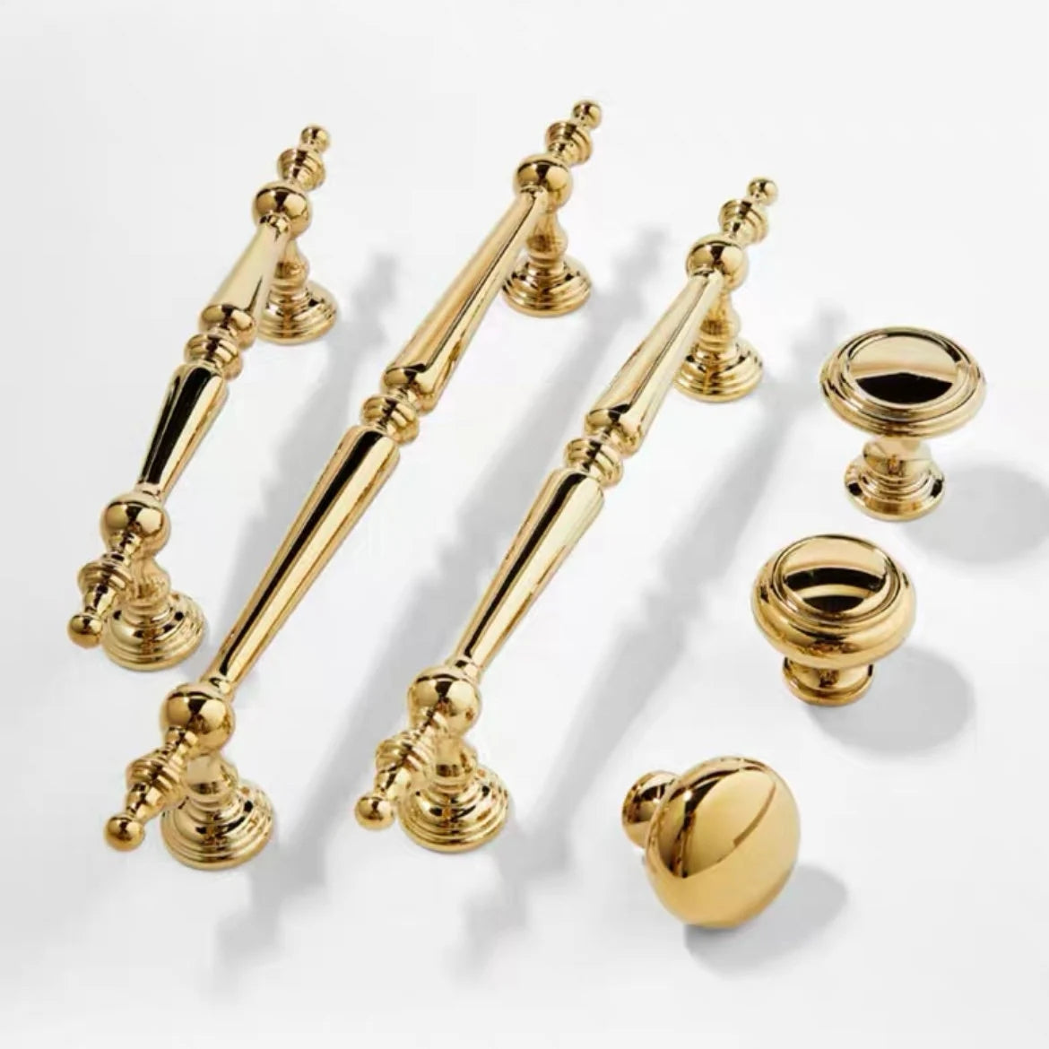 Polished Gold Brass Cabinet Bar Pulls European Style Luxury Shiny