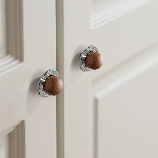 Walnut Brass Saturn Cabinet Knobs, Japandi Kitchen Hardware, Polished Chrome, Antique Bronze