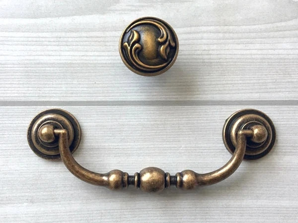 4.25" Drawer Pull Bail Drop Handles Antique Brass - 4 1/4" Center-to-Center