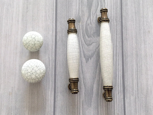 3.75" 5" Centers Crackle Ceramic Cabinet Pull Antique Bronze 96 128 mm Holes