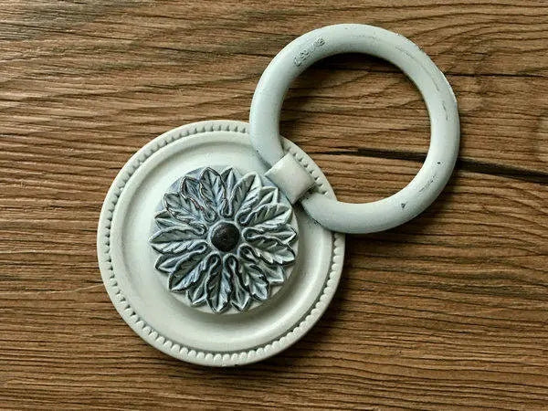 Dia 2.3 Inch Drop Ring Pull Handles for Drawers and Cabinets, Antique Bronze White Distressed