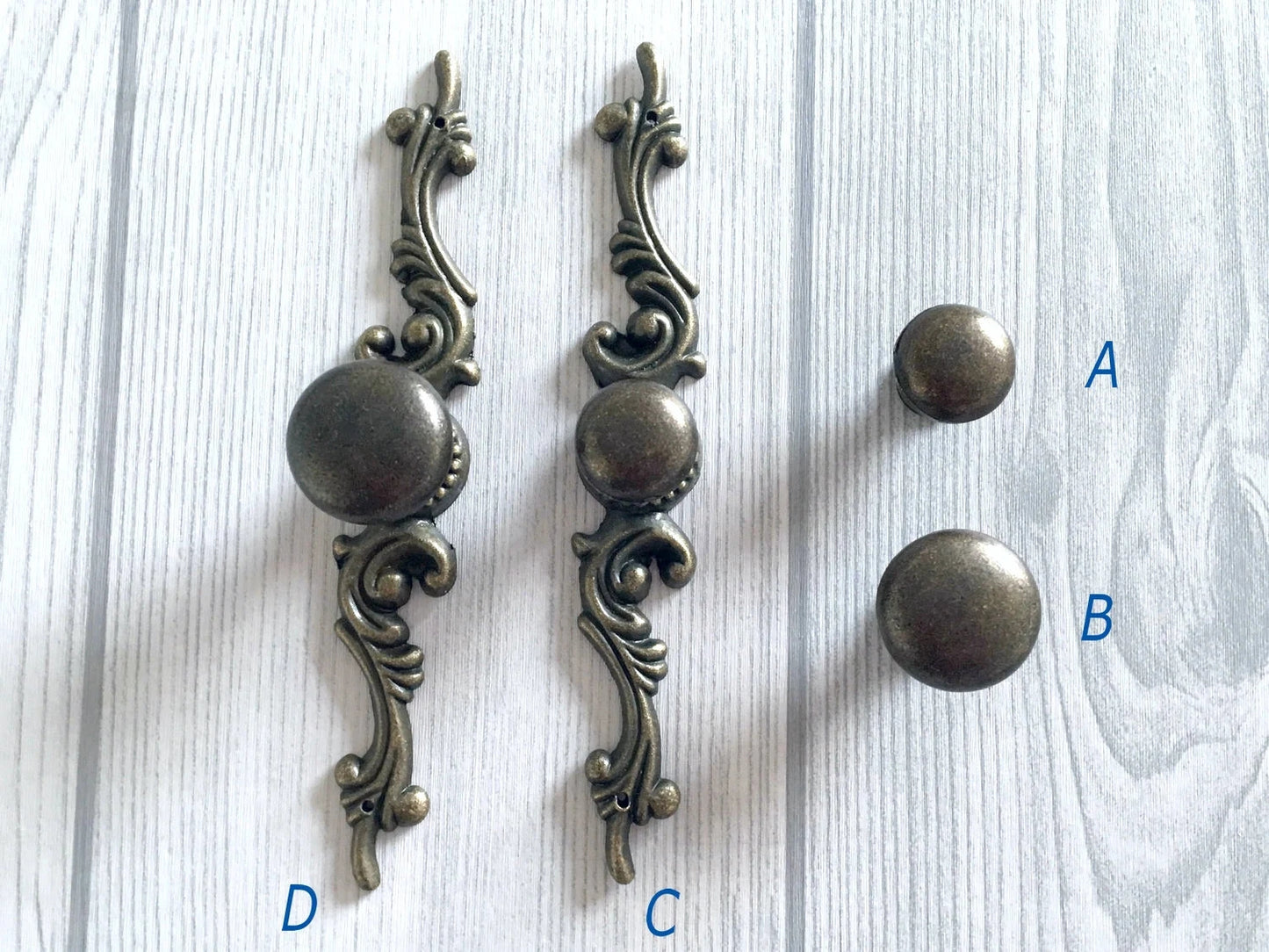Antique Bronze Drawer Knob with Backplate, Cabinet Pulls Hardware, Vintage Style