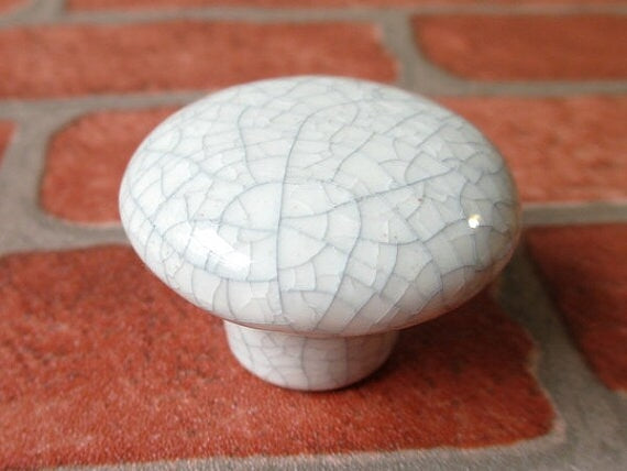 Crackle Ceramic Cabinet Knobs, Drawer Pulls, 1.25" and 1.5" Diameter