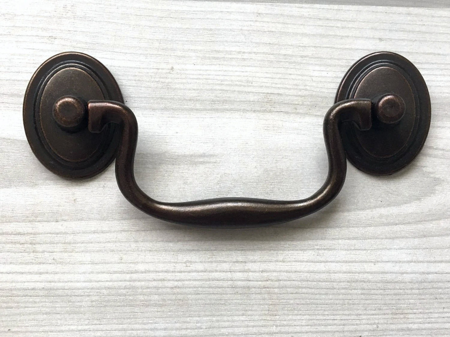 3.5" 4" Bail Drawer Pulls, Drop Handles, Dark Antique Brass, Vintage Style