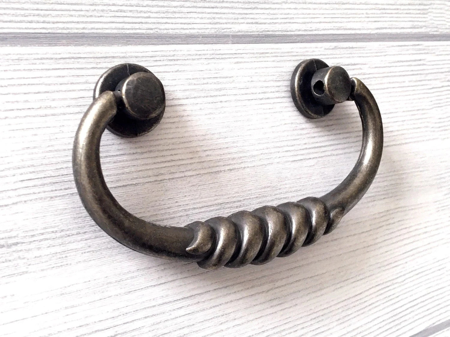 3" Drop Bail Drawer Pulls, Vintage Style, Dark Antique Bronze, 76 mm Centers