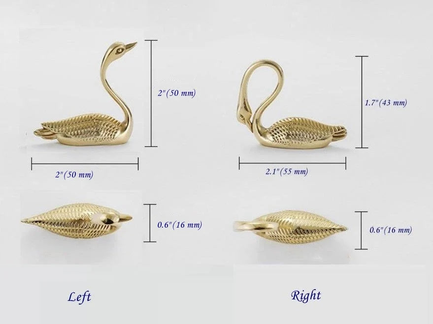 Swan Brass Knobs, Polished Gold, Cabinet Hardware