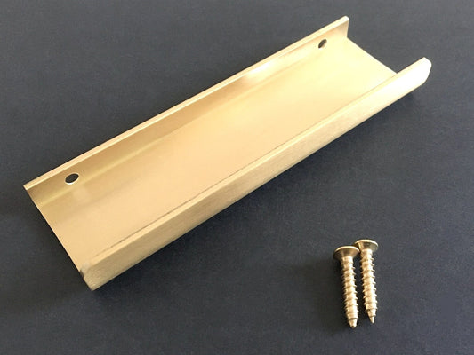 Brass Tab Edge Drawer Pull - Brushed Gold