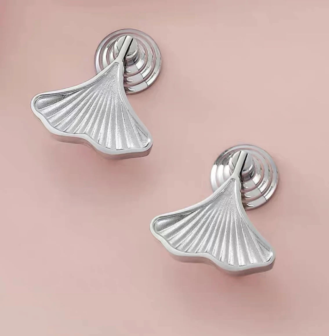 Ginkgo Leaf Drop Drawer Pulls, Solid Brass Pendant Cabinet Knobs, Nickel Gold Chrome Antique Brass