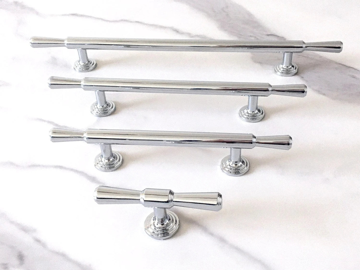 Polished Chrome Cabinet Handles, Drawer Bar Pulls, Contemporary Kitchen Hardware