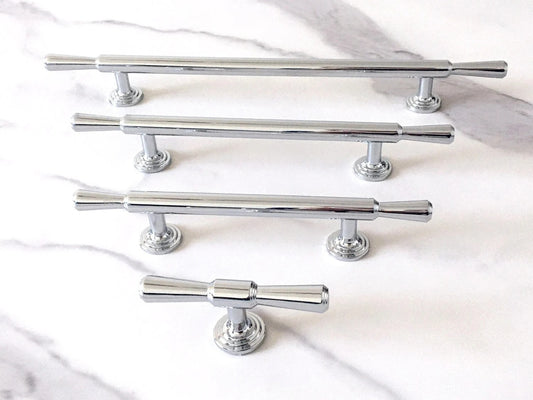 Polished Chrome Cabinet Handles, Drawer Bar Pulls, Contemporary Kitchen Hardware