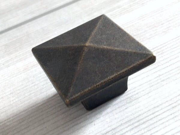 3.5" 3.75" 5.5" Vintage Style Drop Bail Drawer Pulls with Square Cabinet Knob, Antique Bronze