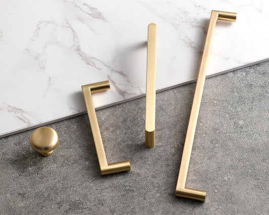 Gold Cabinet Pulls, Drawer Handles, Mid Century Modern Kitchen Hardware