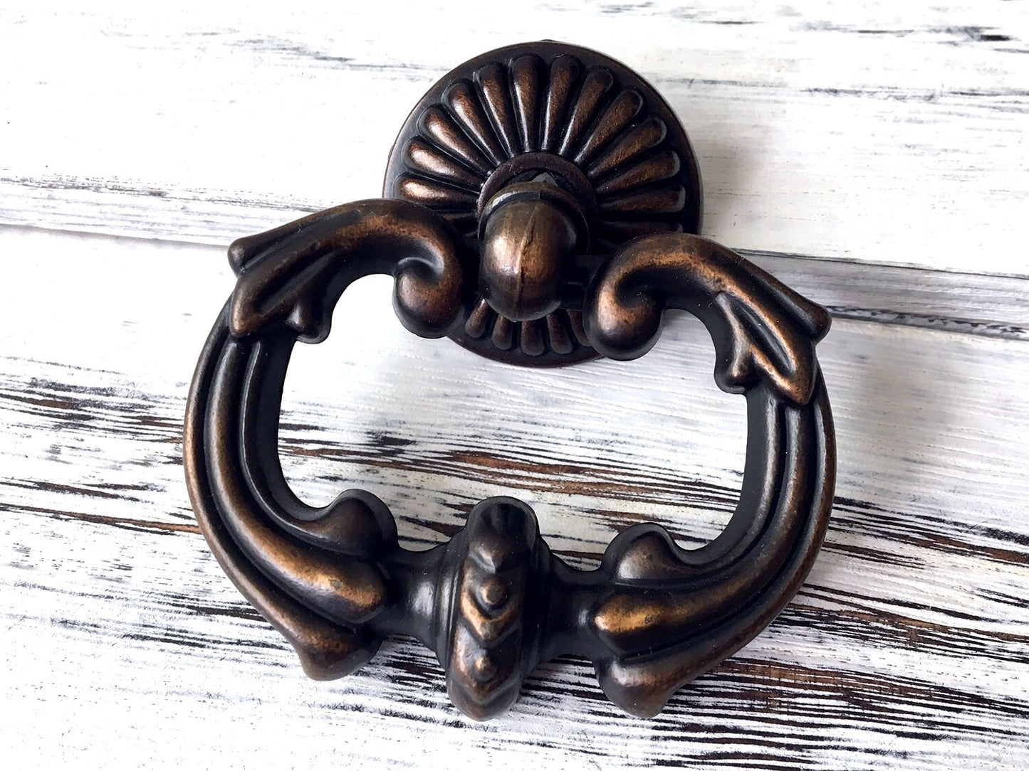 Dia 2.5 Inch Large Dark Antique Brass Drop Ring Drawer Pull, Vintage Style