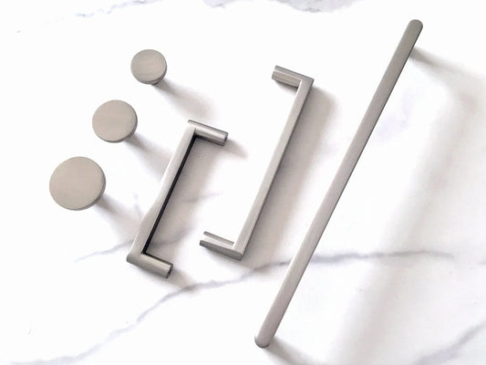 Minimalist Nickel Cabinet Handles, Cup Drawer Pulls, Kitchen Hardware