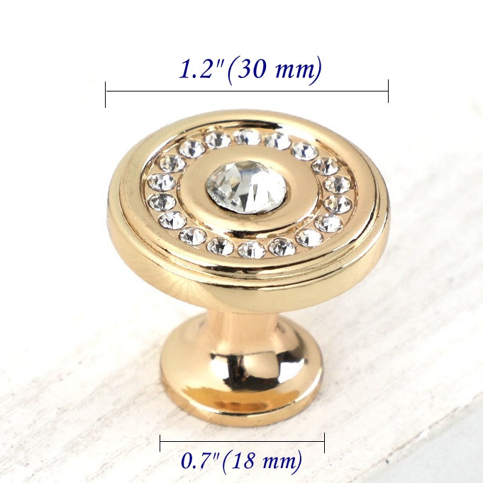 Crystal Drawer Pulls, Rhinestone Cabinet Knobs, Polished Chrome, Gold, Round, Cylinder, Square