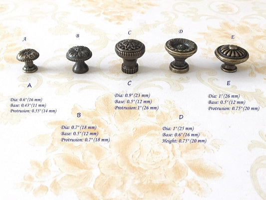 Antique Bronze Drawer Knob, Cabinet Pulls Hardware, Vintage Look