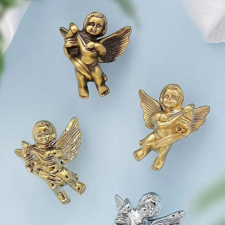 Angel Cupid Design Cabinet Knobs, Solid Brass, Gold, Silver and Bronze