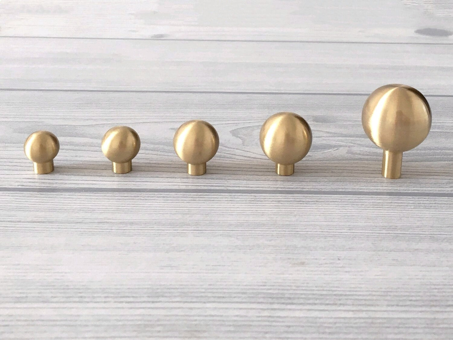 Brushed Gold Brass Ball Drawer Knob, Spherical Cabinet Pull, Solid Kitchen Hardware