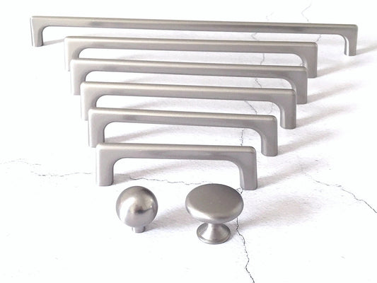 Nickel D-Shaped Cabinet Pulls - Modern Minimalist Drawer Handles