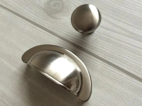 2-3/4" Brushed Nickel Cup Drawer Pull Cabinet Knob 2.75 Inch 70 mm Centers