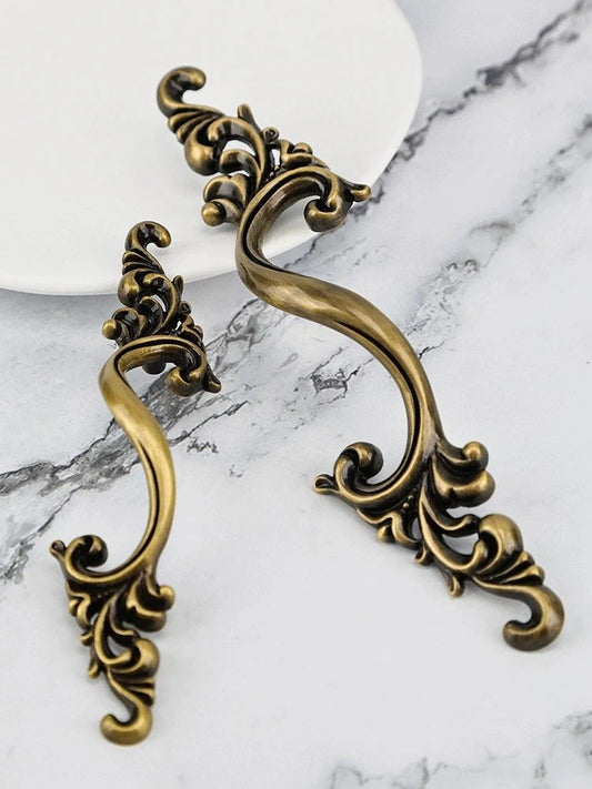 2.5" 3.75" Brass Drawer Pull Handles, Antique Bronze,  French Provincial Hardware 64 96 mm