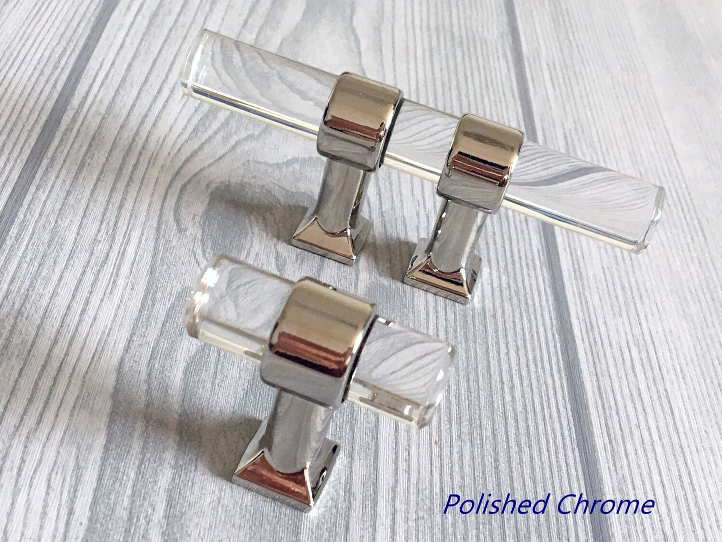 1" Centers, Acrylic Drawer Pulls, Lucite Cabinet Knobs, Black Gold Nickel Silver