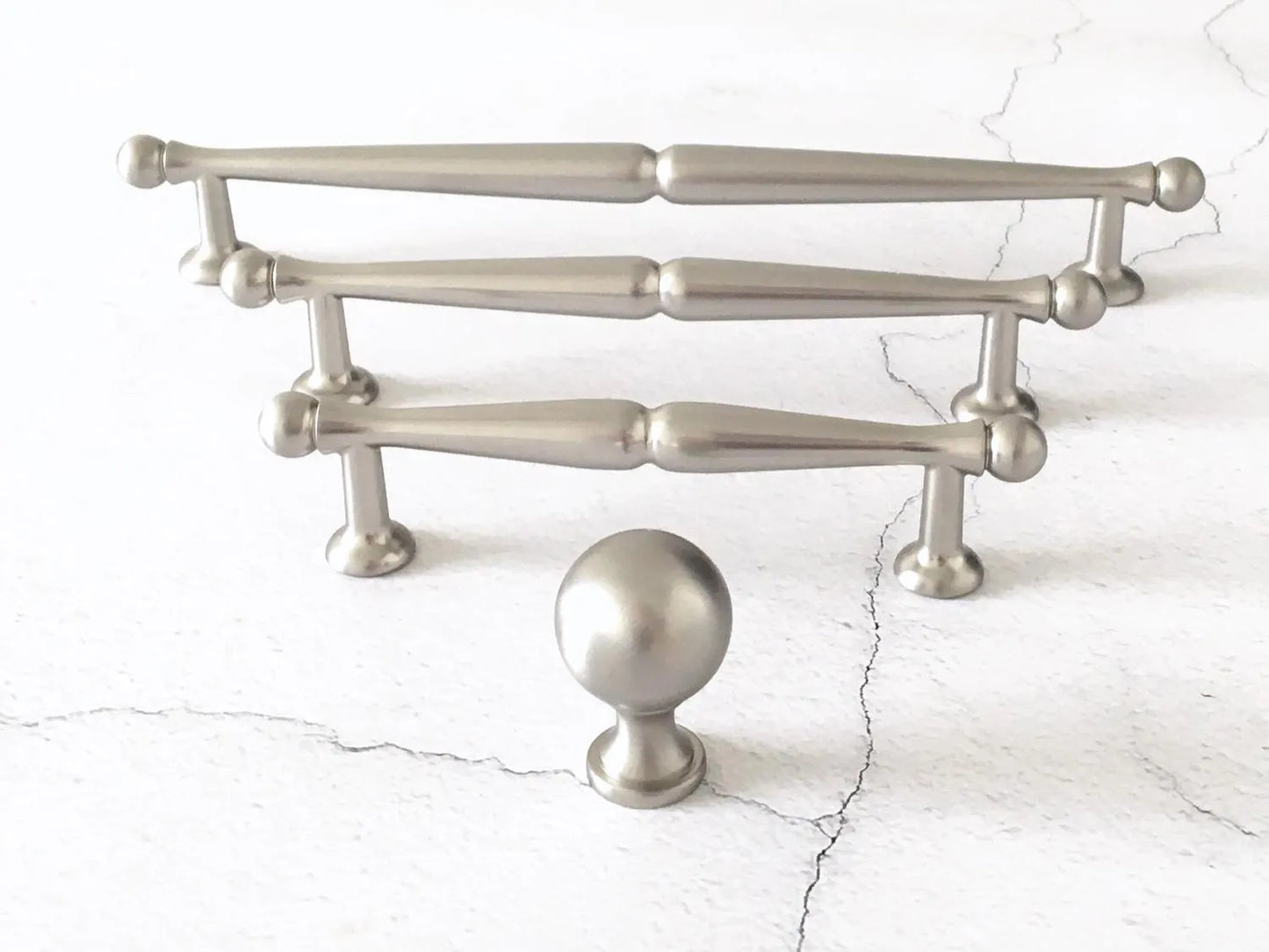 Brushed Nickel Cabinet Bar Handles, Kitchen Hardware, 3.75" 5" 7.5" Centers