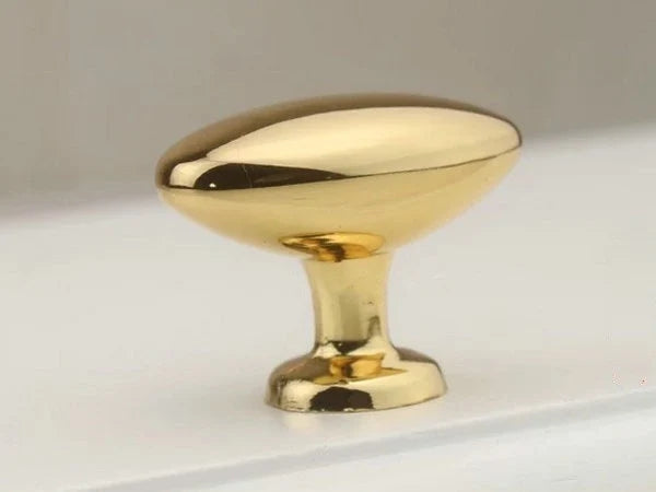 Oval Drawer Knob, Polished Gold Nickel Chrome Bronze, 1.3" Long