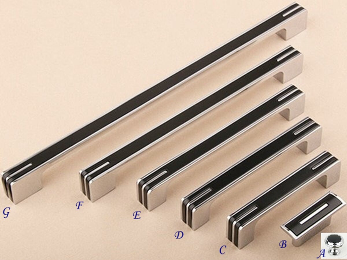 Modern Cabinet Bar Pulls, Square Drawer Handles, Polished Chrome, White, Black