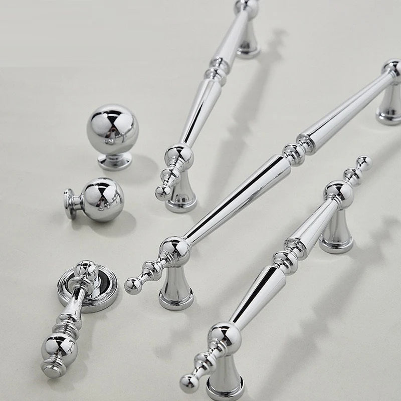 Brass Cabinet Pull Handles, Polished Chrome, Contemporary Kitchen Hardware