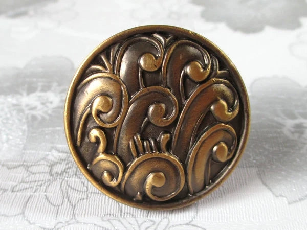 Dresser Pull Handles Knobs with Embossed Patterns, Antique Copper, Victorian Cabinet Hardware
