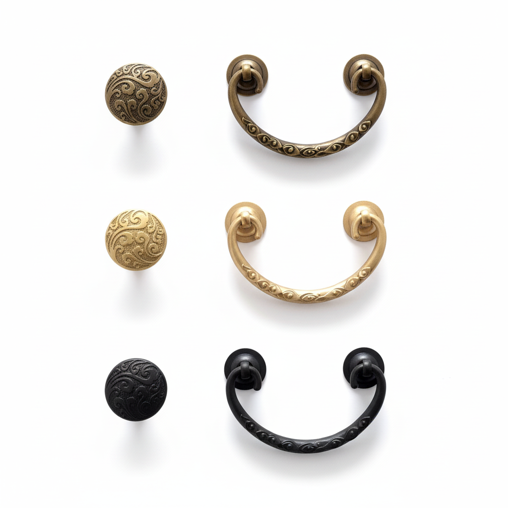 2.75" to 3" Centers Brass Vintage Drop Bail Drawer Pull & knob - Gold/Bronze/Black - LynnsHardware