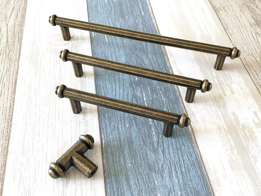 3.75" 5" 7.5" Centers Cabinet Bar Handles, Antique Bronze Kitchen Hardware, 96 128 192 mm Holes