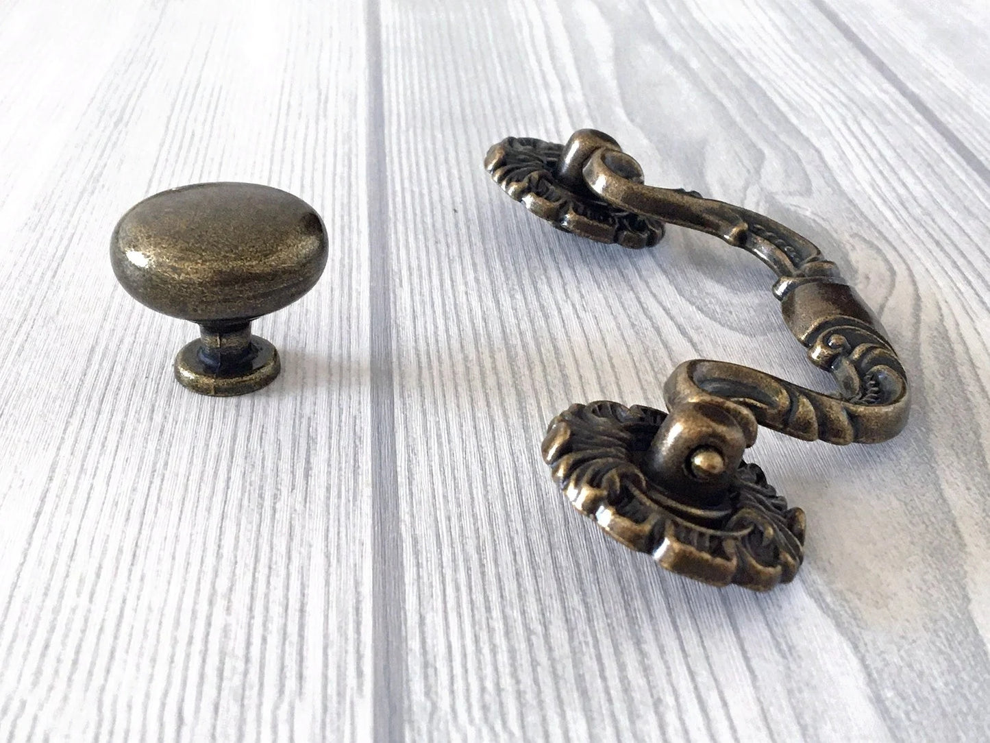 3.5" Antique Bronze Drawer Pull Rustic Drop Handle Hardware Vintage Style
