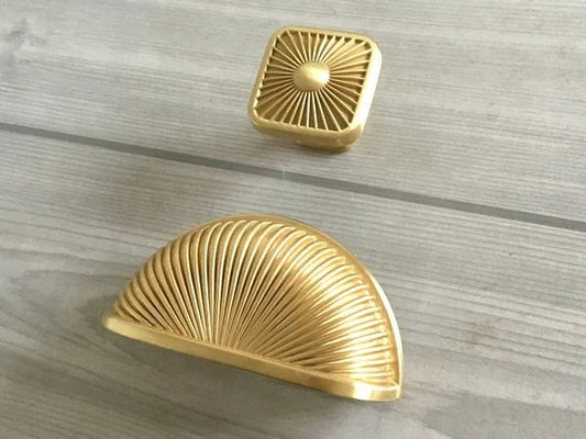 3 Inch Gold Cup Drawer Pulls, Square Cabinet Knob, Kitchen Hardware, 76 mm Holes