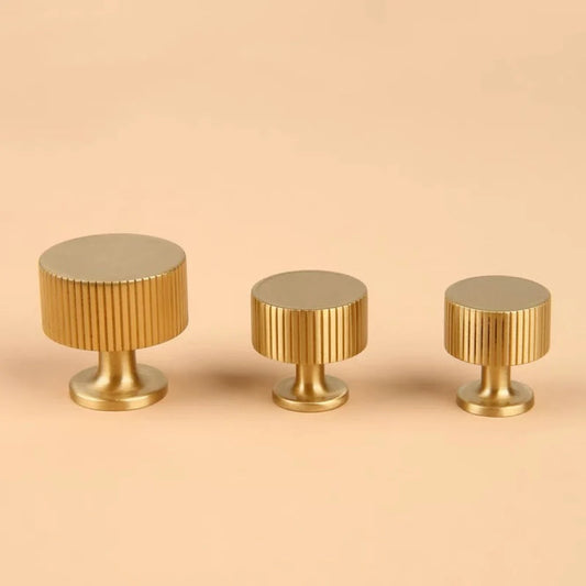 Solid Brass Cabinet Knobs, Classic Cylinder Knurled, Kitchen Hardware