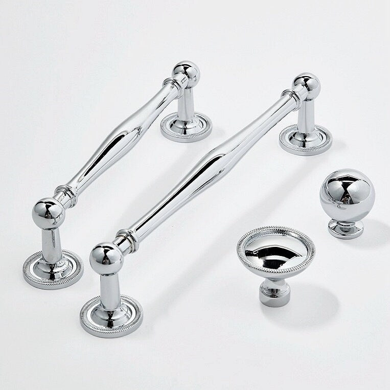 Polished Chrome Cabinet Handles, Shiny Silver Drawer Knobs, Solid Brass