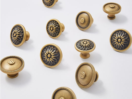Solid Brass Cabinet Button Knob - Antique Bronze