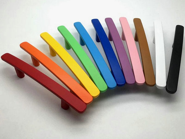 3" 3.75" 5" Colorful Drawer Pulls, Cabinet Bar Handles, Pink Red Orange Blue Green Yellow White Black