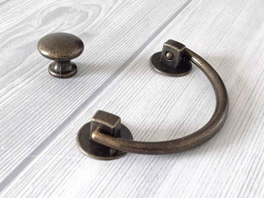 3" 76 mm Drawer Swing Bail Handle, Antique Bronze, Country Farmhouse Style