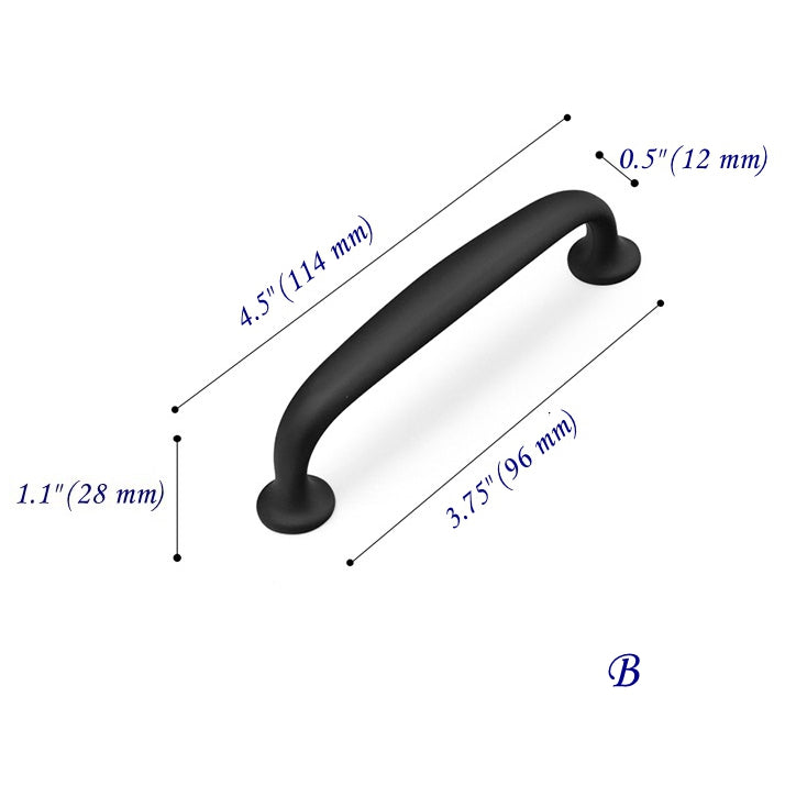 3-3/4 Inch Matte Black Cabinet Hardware 96 mm