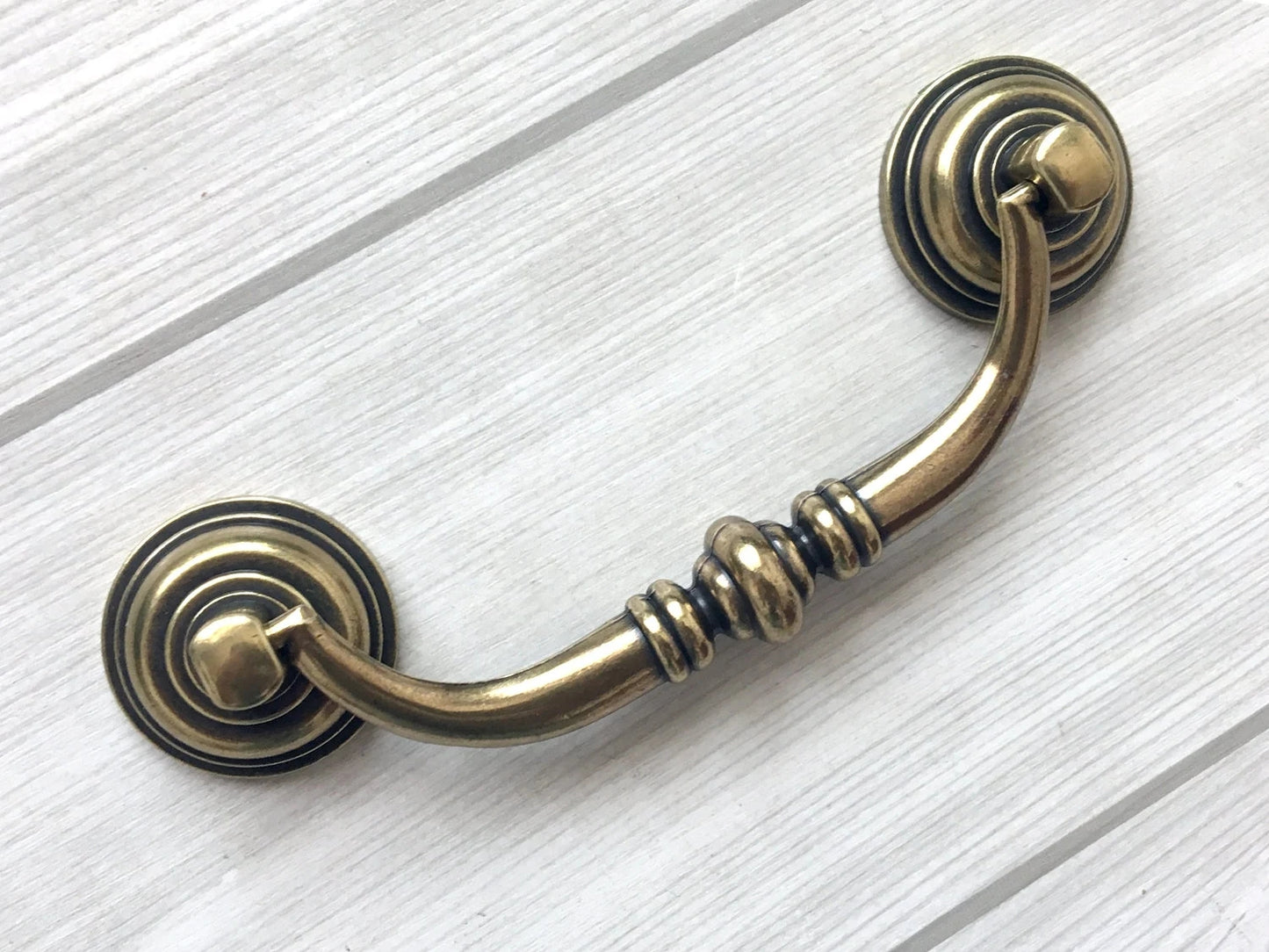 4-1/4 Inch Centers Drawer Pulls Antique Bronze Silver Bail Handle 4.25 Holes