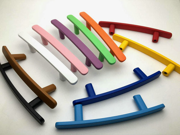 3" 3.75" 5" Colorful Drawer Pulls, Cabinet Bar Handles, Pink Red Orange Blue Green Yellow White Black