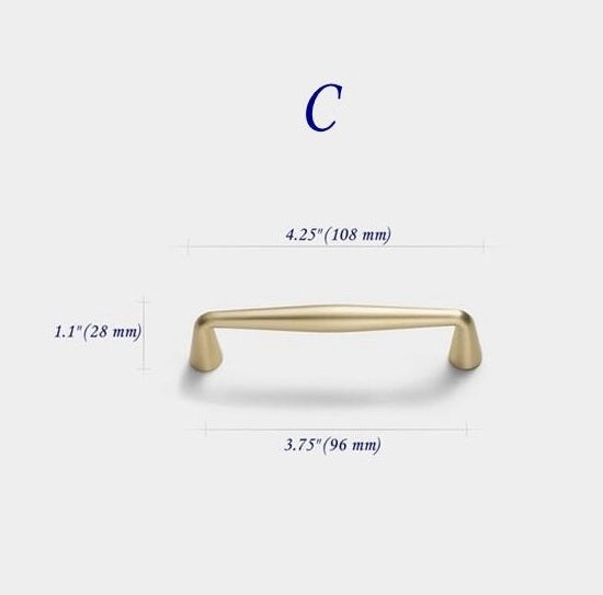 3.75 Inch Gold Cabinet Drawer Pull Kitchen Hardware 96 mm