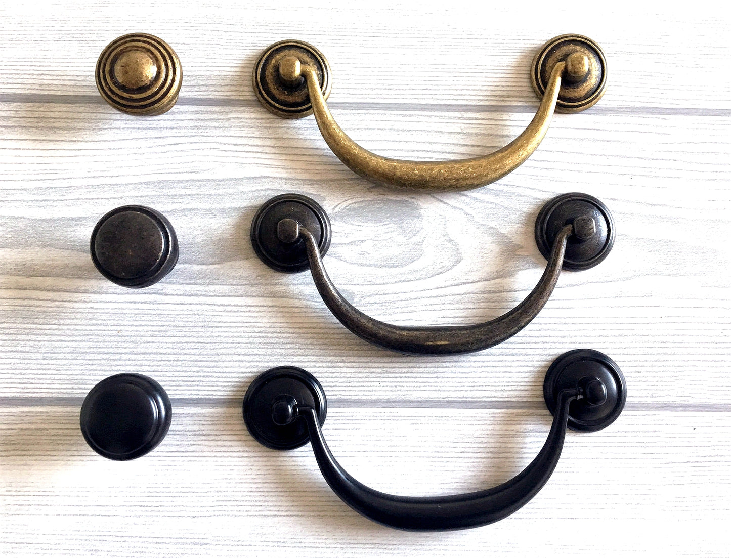 4.25" 4.5" Vintage Style Bail Drawer Pulls Handle Knob Dark Antique Bronze Black