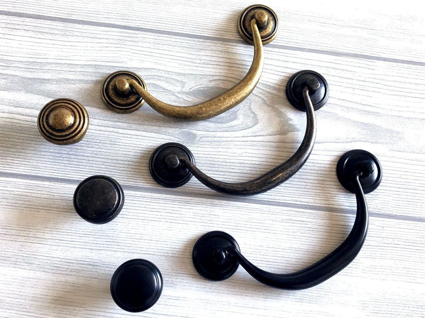 4.25" 4.5" Vintage Style Bail Drawer Pulls Handle Knob Dark Antique Bronze Black