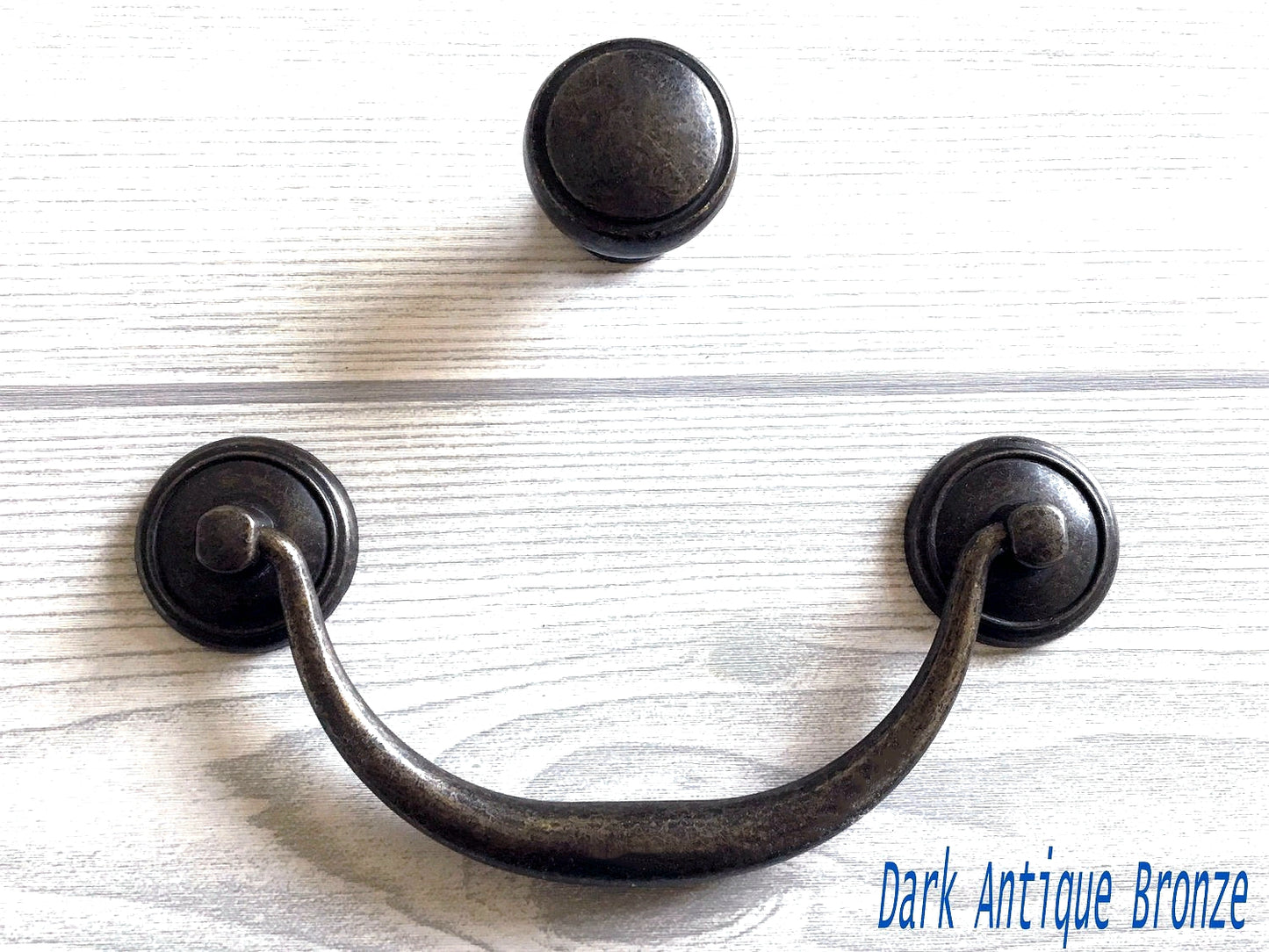 4.25" 4.5" Vintage Style Bail Drawer Pulls Handle Knob Dark Antique Bronze Black