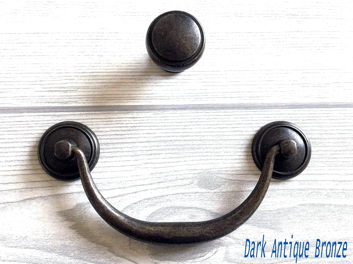 4.25" 4.5" Vintage Style Bail Drawer Pulls Handle Knob Dark Antique Bronze Black