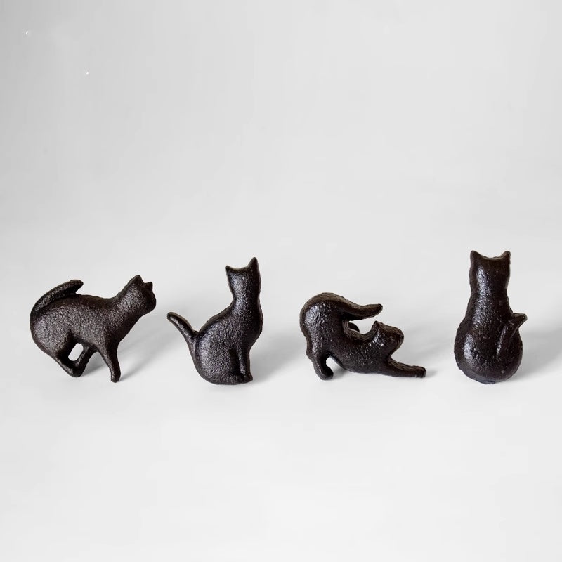 Cat Drawer Knobs, Antique Black, Rustic Hardware, Cast Iron
